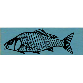 Mosaic House Moroccan tile Raad Carp 13-6 Light Turquoise Black  hand painted 